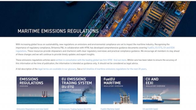 Britannia P&I Club and HFW join forces to provide guidance on evolving maritime emissions regulations